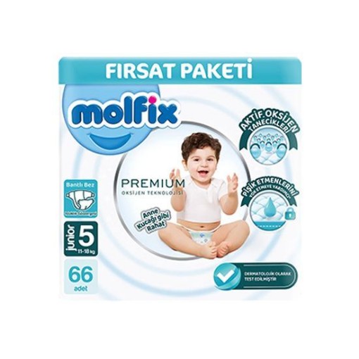 MOLFİX BEBEK BEZİ PREMİUM ULTRA FIRSAT (5 NO) 66 L. ürün görseli